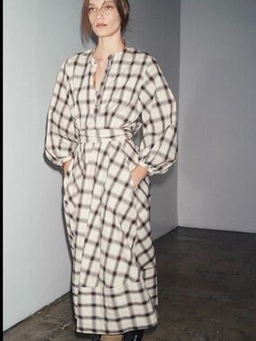 ZARA ❗️NWT  ZW COLLECTION PLAID SHIRT DRESS SIZE MEDIUM REF 8700/094/080